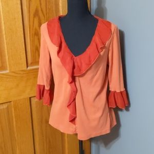 Soft Surroundings Ruffle Trim Blouse